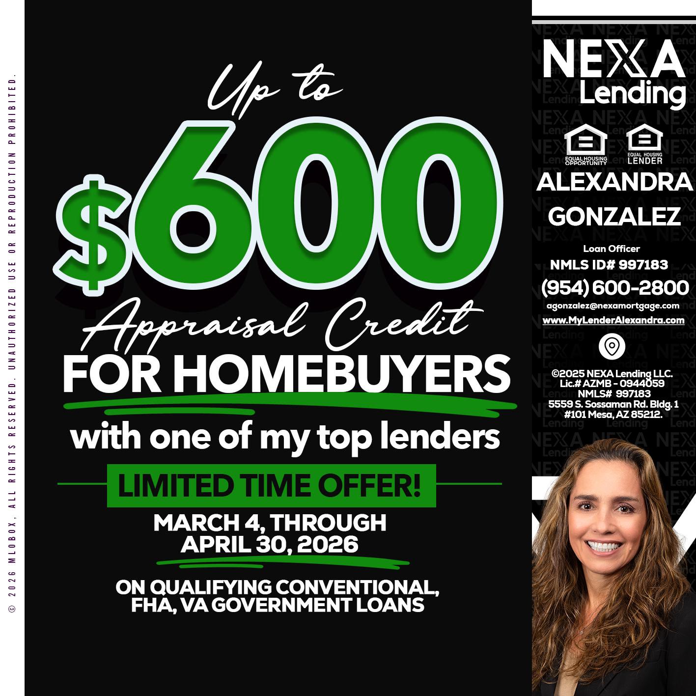 up to $600 - Alexandra Gonzalez -Loan Officer