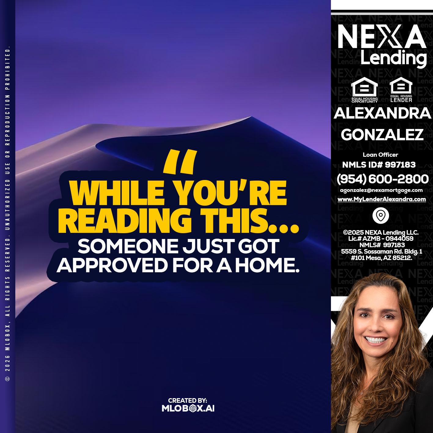 WHILE YOU - Alexandra Gonzalez -Loan Officer